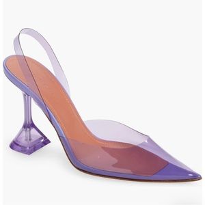Amina Muaddi Purple Slingback Heels